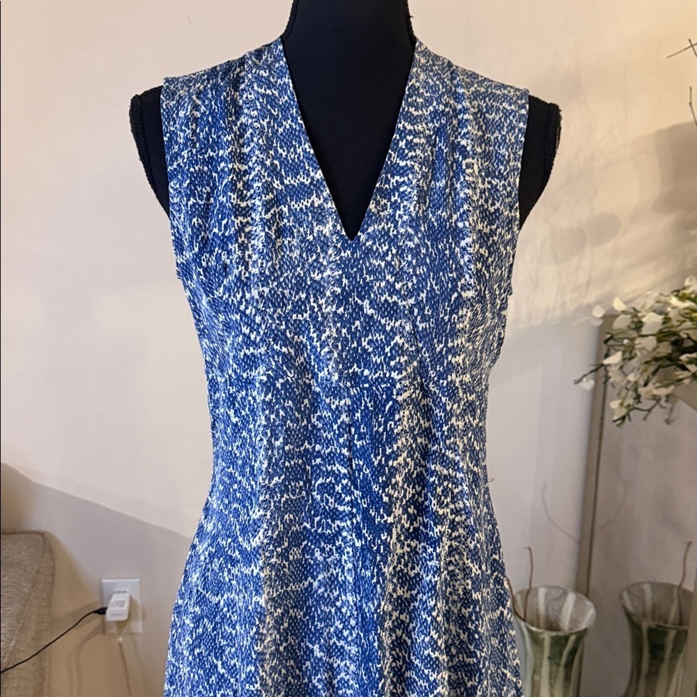Derek Lam Blue and White Midi silk Dress 10 - Picture 3 of 7